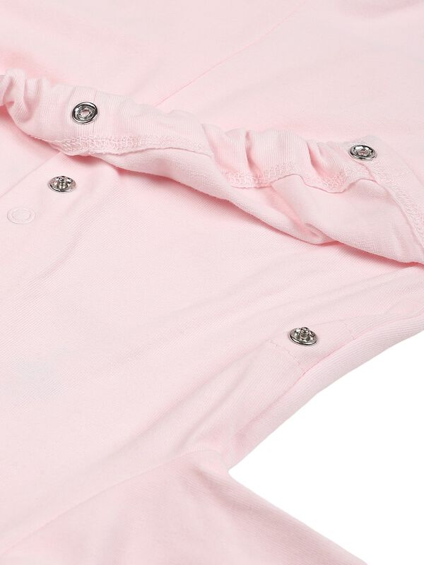 Girls Light Pink Knitted Nappy Opening Babysuit image number 3